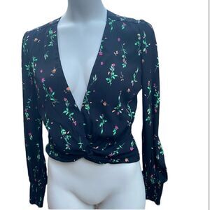 AFRM deep v-neck floral long sleeve blouse size small